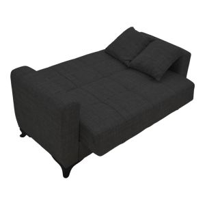 Двуместен разтегателен диван с ракла Modesto черен текстил 155x85x80cm