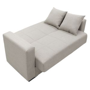 Two-seater sofa bed with chest Vox light gray textile 155x85x80cm