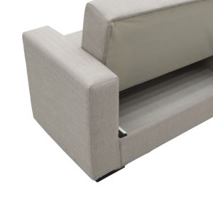Two-seater sofa bed with chest Vox light gray textile 155x85x80cm