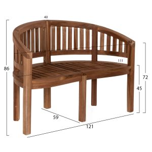 Two-seater bench Capo Hm9538 made of teak wood in natural color 121x59x86cm
