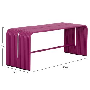 Two-seater bench Intrepid Hm6327.05 aluminum in purple color 109.5x37x42cm.
