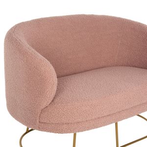 Two-seater sofa Arien Hm8492,22 Dusty pink boucle with gold metal frame 130x75x85hcm