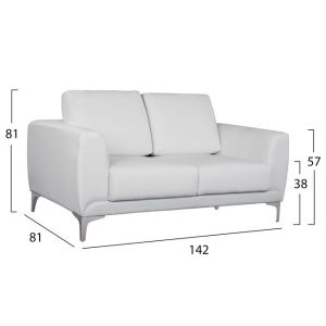 Two-seater sofa Kenzie Hm3121,22 white leather