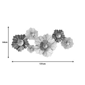 Daisy metal wall decoration in golden white shade 131x64x9.5