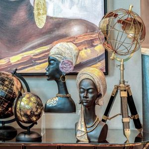 Decorative globe Hydrogeios honey on wooden tripod 20x20x40.5cm