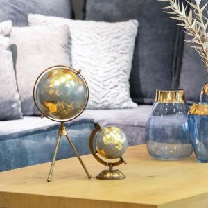 Decorative globe color gray-gold on a tripod 15x15x25.5cm
