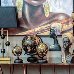 Decorative globe black and gold 13x13x18cm