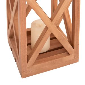 Decorative tall candle lantern Fent Hm4581 teak wood in natural 20x20x30-58hcm.