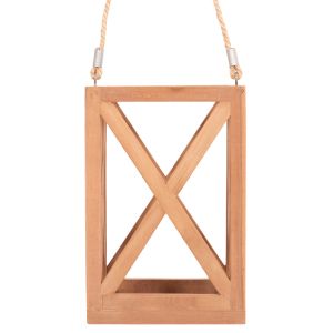Decorative tall candle lantern Fent Hm4581 teak wood in natural 20x20x30-58hcm.