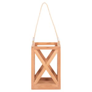 Decorative tall candle lantern Fent Hm4581 teak wood in natural 20x20x30-58hcm.