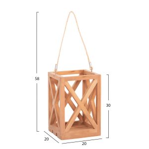 Decorative tall candle lantern Fent Hm4581 teak wood in natural 20x20x30-58hcm.