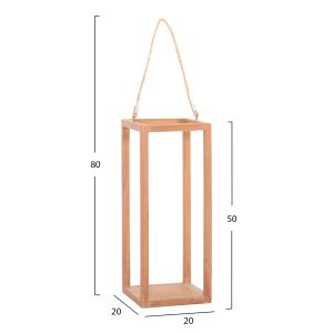 Decorative tall candle lantern Fent Hm4582 teak wood in natural 20x20x50-80hcm.