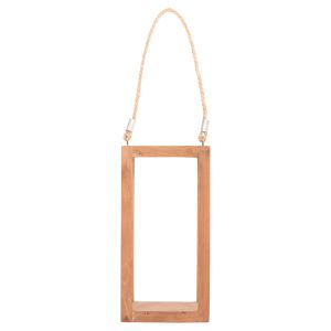Decorative tall candle lantern Fent Hm4583 teak wood in natural 15x15x30-53hcm.