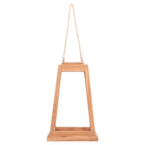 Decorative tall candle lantern Rami Hm4584 teak wood in natural 25x25x39-67hcm.