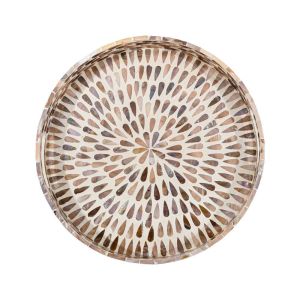Decorative tray Mdf-shell teardrop Fl01 beige-brown-white color 30cm