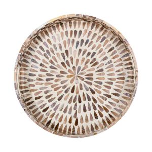 Decorative tray Mdf-shell teardrop Fl01 beige-brown-white color 40cm