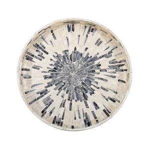 Decorative tray bamboo-shell Fl01 gray-white color 30cm