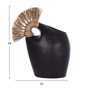 Decorative vase Alica2 Hm4671.01 terracotta in black and grass - 44x18x50cm.