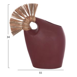 Decorative vase Alica2 Hm4671.06 terracotta in chestnut red and grassy - 44x18x50cm.
