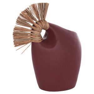Decorative vase Alica2 Hm4671.06 terracotta in chestnut red and grassy - 44x18x50cm.