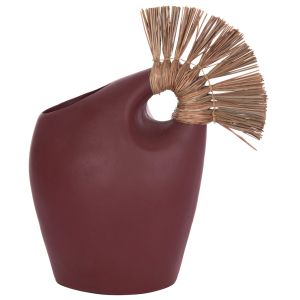 Decorative vase Alica2 Hm4671.06 terracotta in chestnut red and grassy - 44x18x50cm.