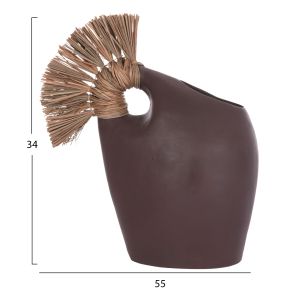Decorative vase Alica2 Hm4671.07 terracotta in chocolate and grass - 44x18x50cm.