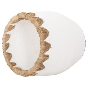 Decorative vase Ethno made of terracotta in white with braided edge D13x16hcm Hm4369