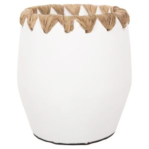 Decorative vase Ethno made of terracotta in white with braided edge D13x16hcm Hm4369