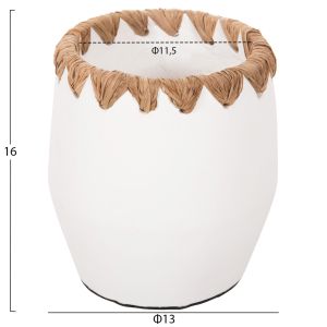 Decorative vase Ethno made of terracotta in white with braided edge D13x16hcm Hm4369