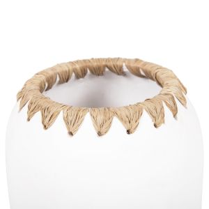 Decorative vase Ethno made of terracotta in white with braided edge D21χ32hcm Hm4377