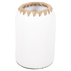 Decorative vase Ethno made of terracotta in white with braided edge D21χ32hcm Hm4377