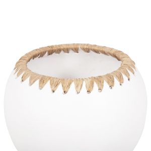 Decorative vase Ethno made of terracotta in white with braided edge D29x23hcm Hm4375
