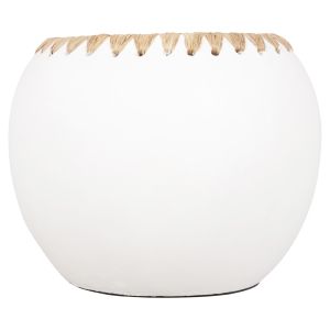Decorative vase Ethno made of terracotta in white with braided edge D29x23hcm Hm4375