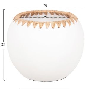 Decorative vase Ethno made of terracotta in white with braided edge D29x23hcm Hm4375
