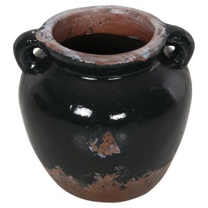 Decorative vase Hm4380 terracotta in black color Φ24χ23hcm.