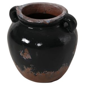 Decorative vase Hm4380 terracotta in black color Φ24χ23hcm.