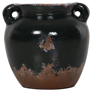 Decorative vase Hm4380 terracotta in black color Φ24χ23hcm.