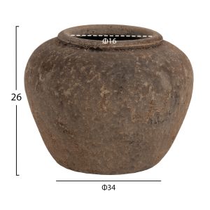 Decorative vase Hm7931 made of terracotta in gray color D34x26hcm