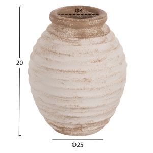 Decorative vase Hm7940 made of terracotta in white/beige color D20x25hcm
