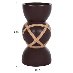 Декоративна ваза Maynard Hm4672.07l фибро цимент в шоколадов цвят -- ратан Φ32x62.5 см.