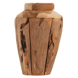 Decorative vase Naturally Hm7917 made of teak wood pieces in natural color D15x30hcm