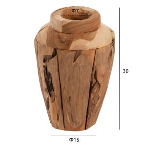 Decorative vase Naturally Hm7917 made of teak wood pieces in natural color D15x30hcm