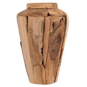 Decorative vase Naturally Hm7918 made of teak wood pieces in natural color D20x40hcm