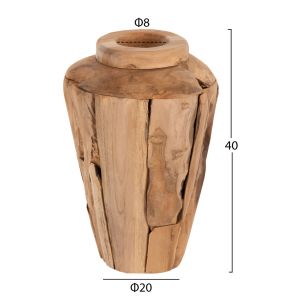 Decorative vase Naturally Hm7918 made of teak wood pieces in natural color D20x40hcm