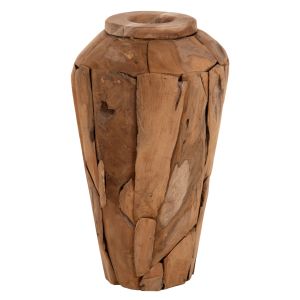 Decorative vase Naturally Hm7919 made of teak wood pieces in natural color D30x60hcm