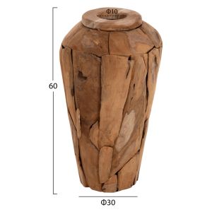 Decorative vase Naturally Hm7919 made of teak wood pieces in natural color D30x60hcm