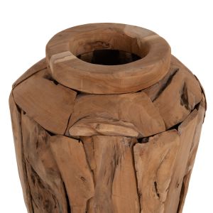 Decorative vase Naturally for floor Hm7920 made of recycled teak wood pieces in natural color D40x80hcm