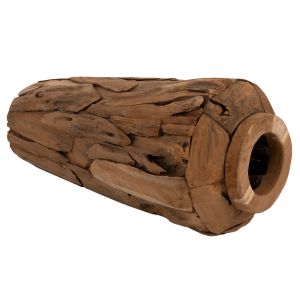 Decorative vase Naturally for floor Hm7920 made of recycled teak wood pieces in natural color D40x80hcm