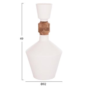 Декоративна ваза Nebula Santorini Hm4661.02 фибро цимент в бял -- тиково дърво Φ60x115 см.