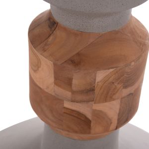 Decorative vase Nebula Santorini Hm4661.03 fiber cement in gray - teak wood Φ60x115hcm.